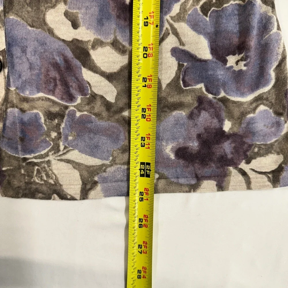 J. Jill Floral V-Neck Cardigan‎ Women S Petite Purple Silk Cashmere | Softcore